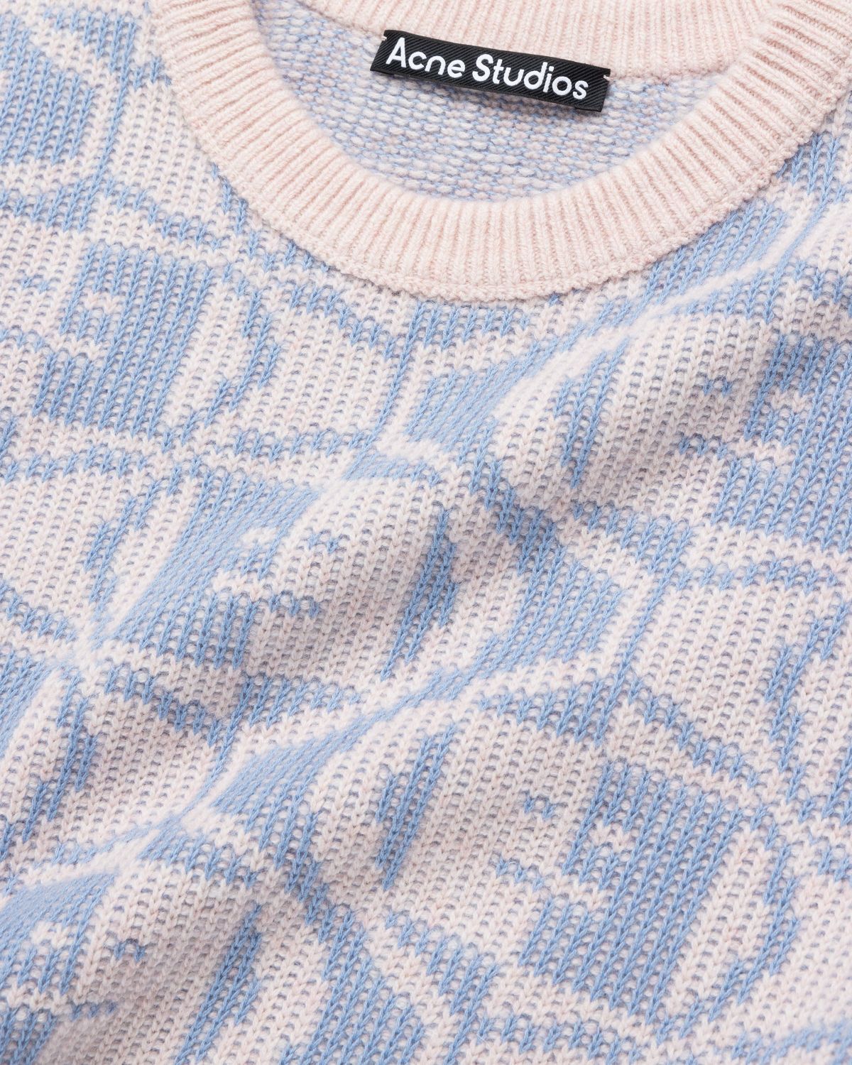 Acne Studios – Jacquard Crew Neck Jumper Faded Pink Melange/Light Blue